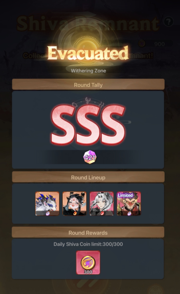SSS rank achieved and evacuated in event
